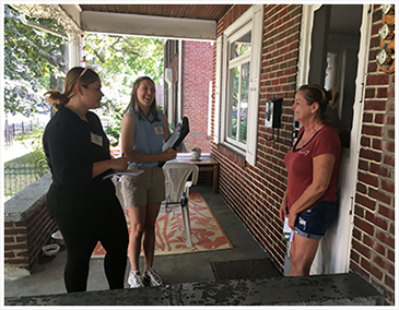 Senator Schwank joins interns for door-to-door constitutent outreach.