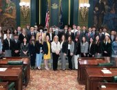 6 de abril de 2022: El senador Schwank recibió al grupo de estudiantes locales que participan en el Modelo de Senado de este año en Harrisburg durante un día.