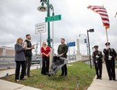 November 22, 2023:  The signs for the Police Officer Scott A. Wertz Memorial Bridge were unveiled, and a ceremony was held at the Miller Center for the Arts to honor the late police officer.