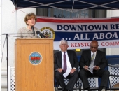 August 14, 2013: Senator Schwank addresses dignitaries, including DCED Secretary C. Alan Walker and Mayor Vaughn Spencer, local officials and community members at the announcement ceremony of the City of Reading being designated a Keystone Community by the Commonwealth. Senator Schwank strongly supported Reading's application for the Keystone Community designation, which will help boost efforts to revitalize Downtown Reading.