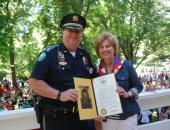 July 4, 2014: Senator Schwank and Police Chief Beihl at Wyomissing Borough to celebrate the Police Department's 100th Anniversary.