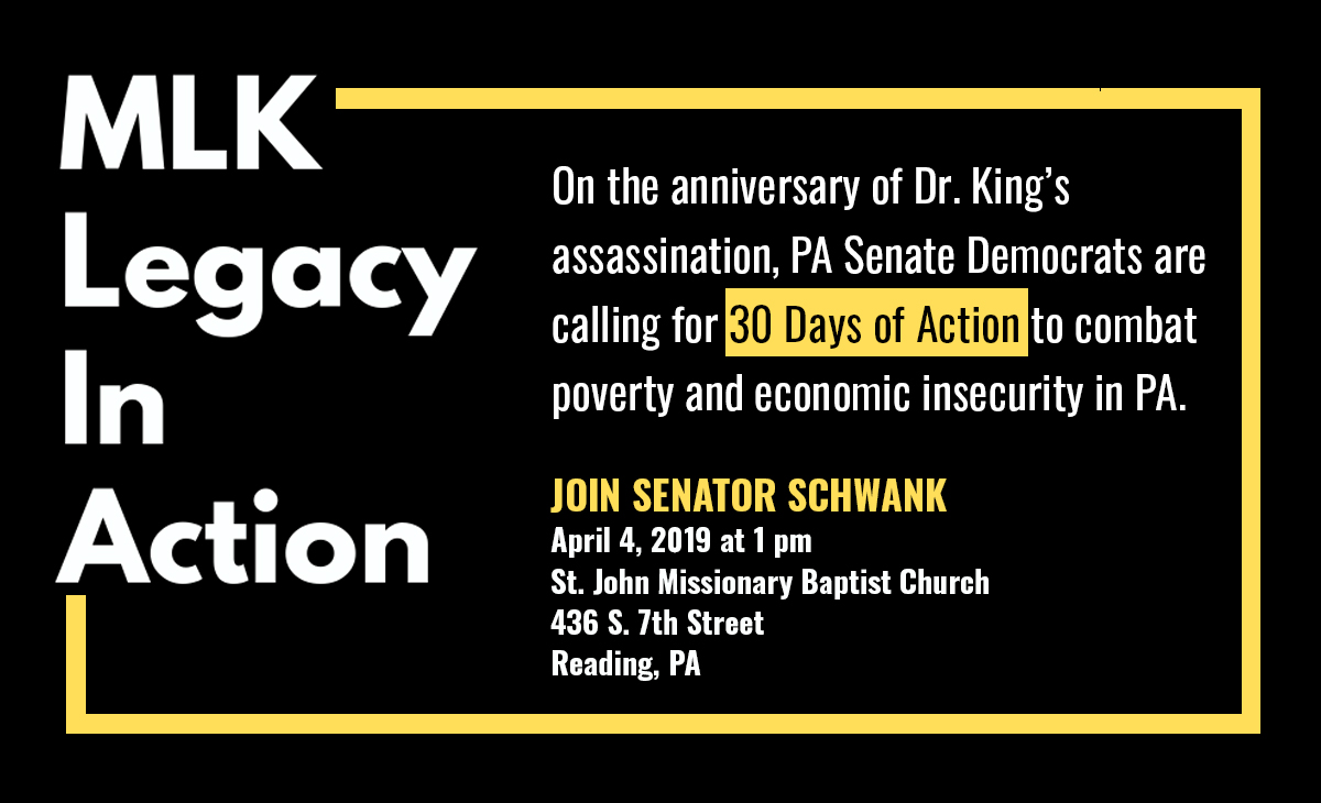 Schwank Hosting MLK Remembrance Event Thursday, April 4