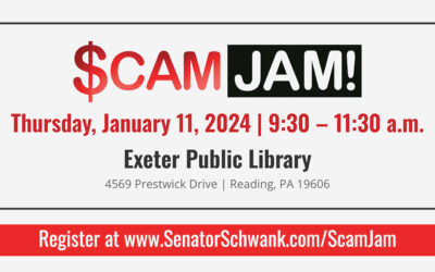 Sen. Schwank to Host New Year Scam Jam Event with the Pennsylvania Department of Banking & Securities